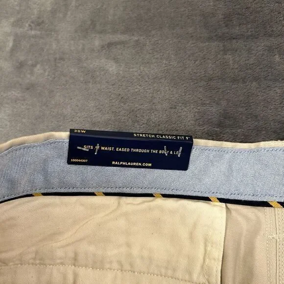 Polo Ralph Lauren Chino‎ Shorts Mens 30" Beige Classic Fit Stretch Comfort New